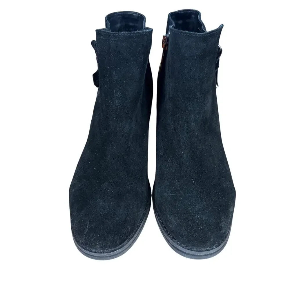 Blondo Liam Black Suede Leather Ankle Boots Bootie Side Zip Waterproof Shoes 6.5